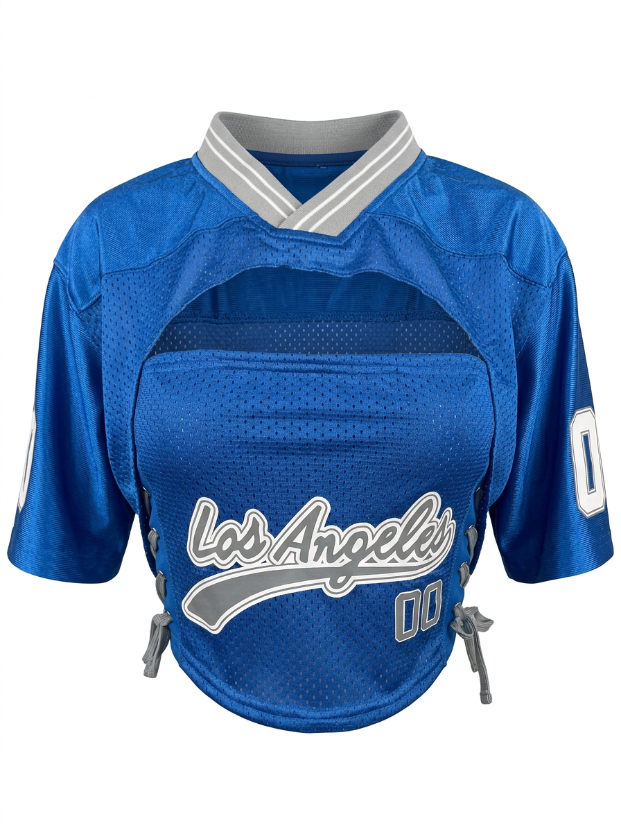 Ghost cut image of a blue Los Angeles jersey on a white background. 