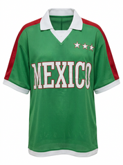 Ghost cut image of a green Mexico jersey on a white background.