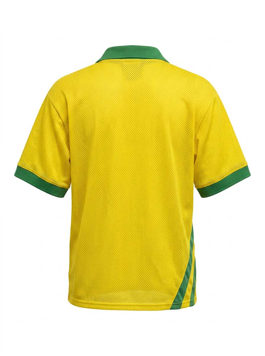 Ghost cut image of a yellow Brazil jersey on a white background.