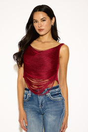CAMI STRAP FRINGE TOP