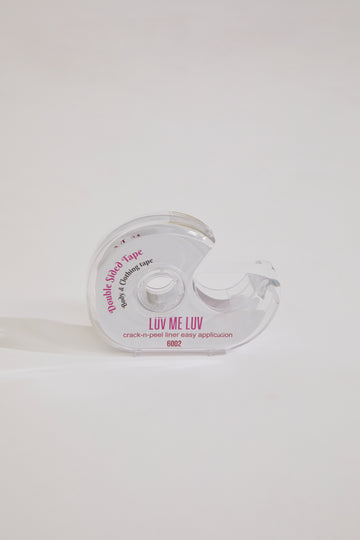 Clear plastic packaging with text on a white background