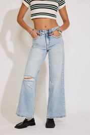 TUMMY CONTROL SUPER HIGH RISE WIDE LEG JEANS