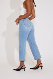 TUMMY CONTROL HIGH RISE WIDE LEG ANKLE DENIM PANT