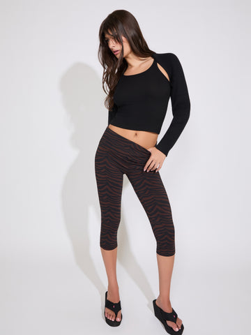 ZEBRA PRINT FOLDOVER WAIST CAPRI