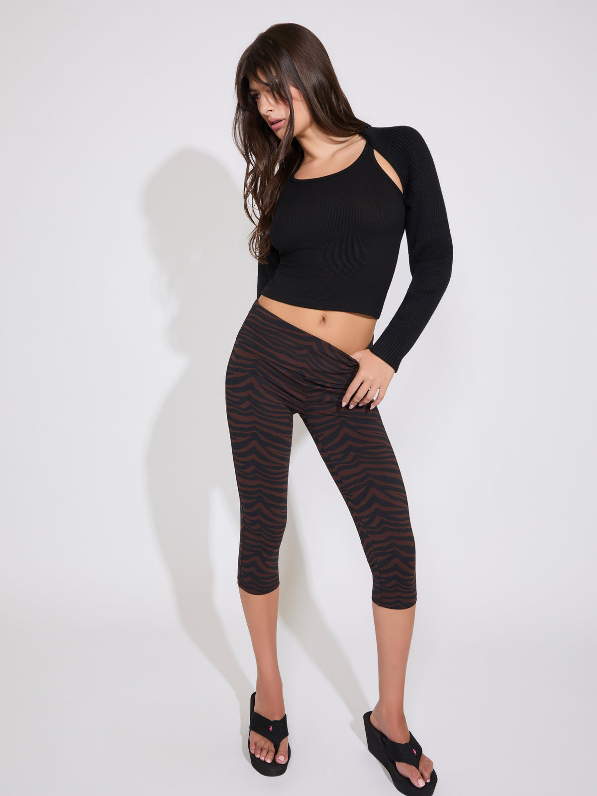 ZEBRA PRINT FOLDOVER WAIST CAPRI
