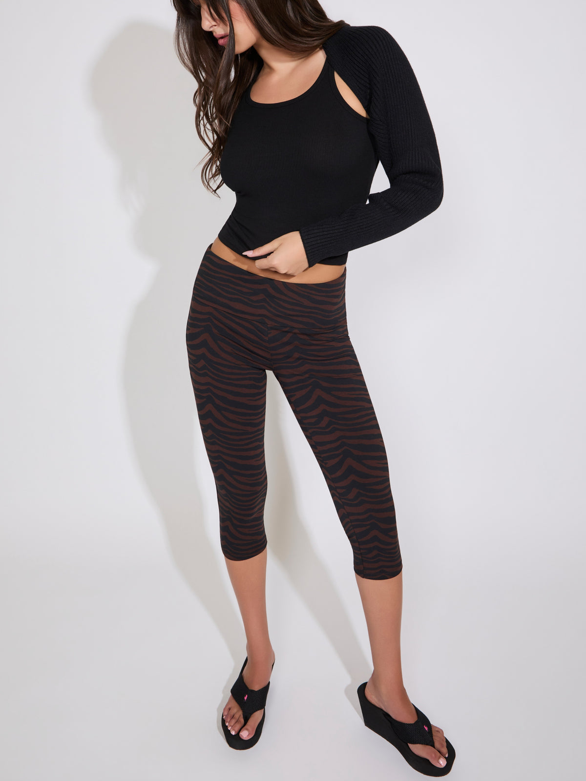 ZEBRA PRINT FOLDOVER WAIST CAPRI