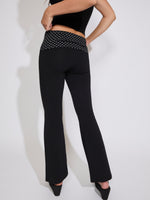 POLKA DOT WAISTBAND FLARE LEG PULL ON PANT