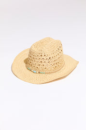 BRAIDED BEADS STRAW COWBOY HAT