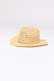 BRAIDED BEADS STRAW COWBOY HAT