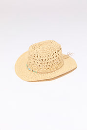 BRAIDED BEADS STRAW COWBOY HAT