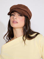 VEGAN LEATHER TRIM NEWSBOY CABBIE HAT