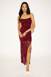 FLORAL MESH OVERLAY MAXI DRESS WITH MINI LINER