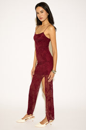 FLORAL MESH OVERLAY MAXI DRESS WITH MINI LINER