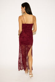 FLORAL MESH OVERLAY MAXI DRESS WITH MINI LINER