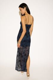 FLORAL MESH OVERLAY MAXI DRESS WITH MINI LINER