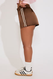 SATIN TRIM LACE DETAIL SHORTS