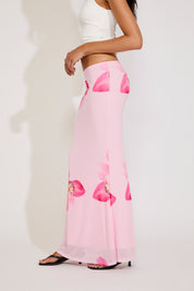 ORCHID PRINT SLIM FIT MAXI SKIRT