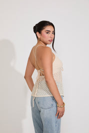 SLEEVELESS HOLLOW OUT KNIT X BACK BUTTERFLY TOP