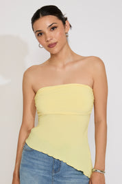 ASYMMETRIC TUBE TOP WITH LETTUCE TRIM
