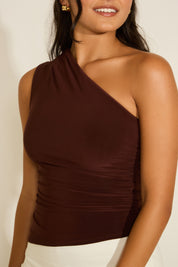 ONE SHOULDER RUCHED SLIM FIT TOP