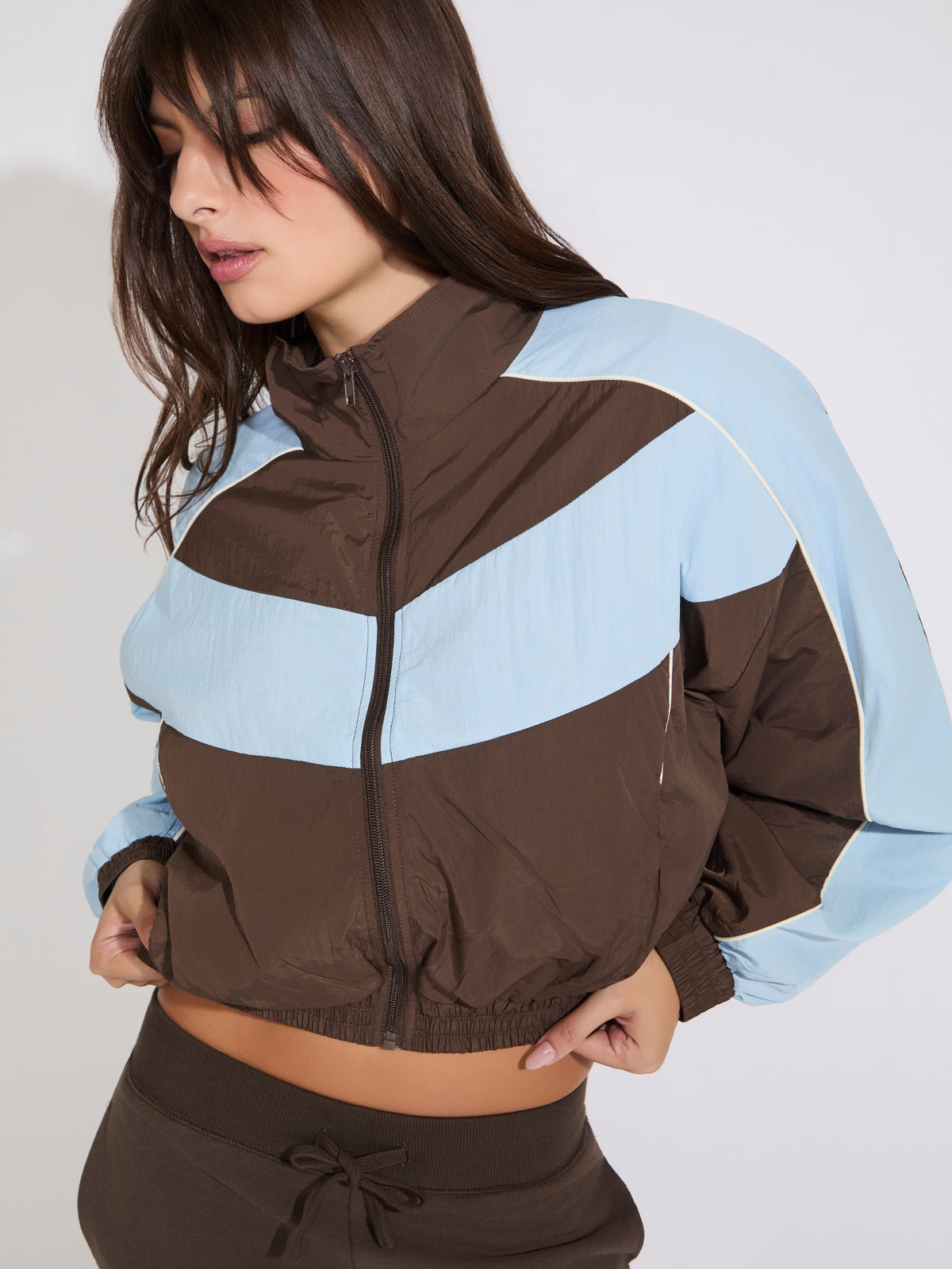 RETRO 80S COLOR BLOCK NYLON JACKET