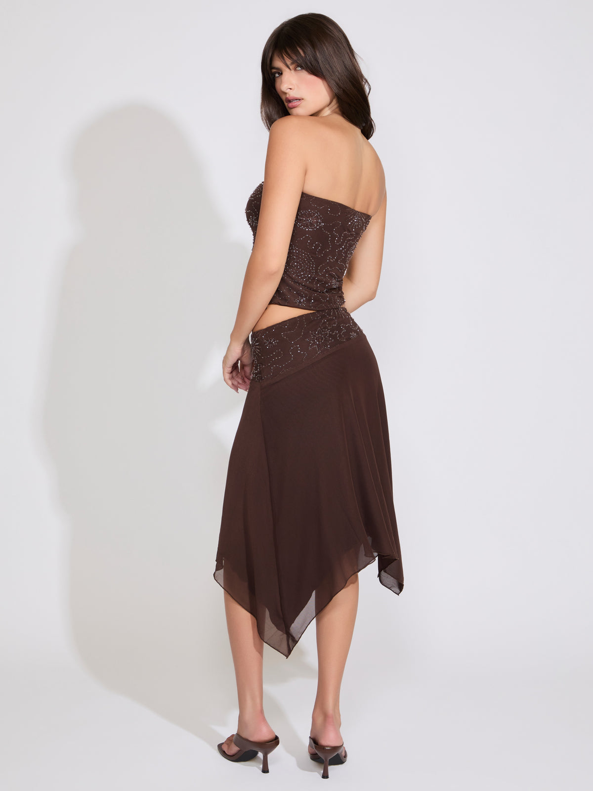 BEADED TUBE TOP & HANDKERCHIEF MIDI SKIRT SET