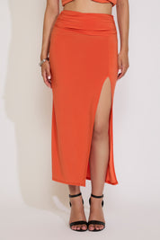 FOLDOVER MAXI SKIRT WITH SLIT