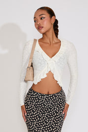LONG SLEEVE TEXTURED FRILL TOP