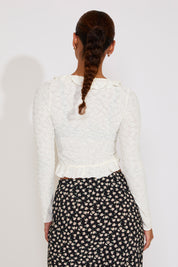 LONG SLEEVE TEXTURED FRILL TOP