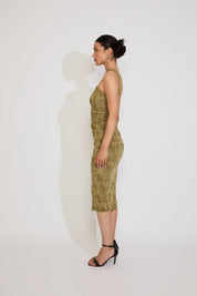 BRUSHED KNIT TUBE MOCK NECK MIDI DRESS