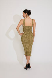 BRUSHED KNIT TUBE MOCK NECK MIDI DRESS