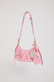 PLEATED VEGAN LEATHER BAG WITH EXTRA POUCHES