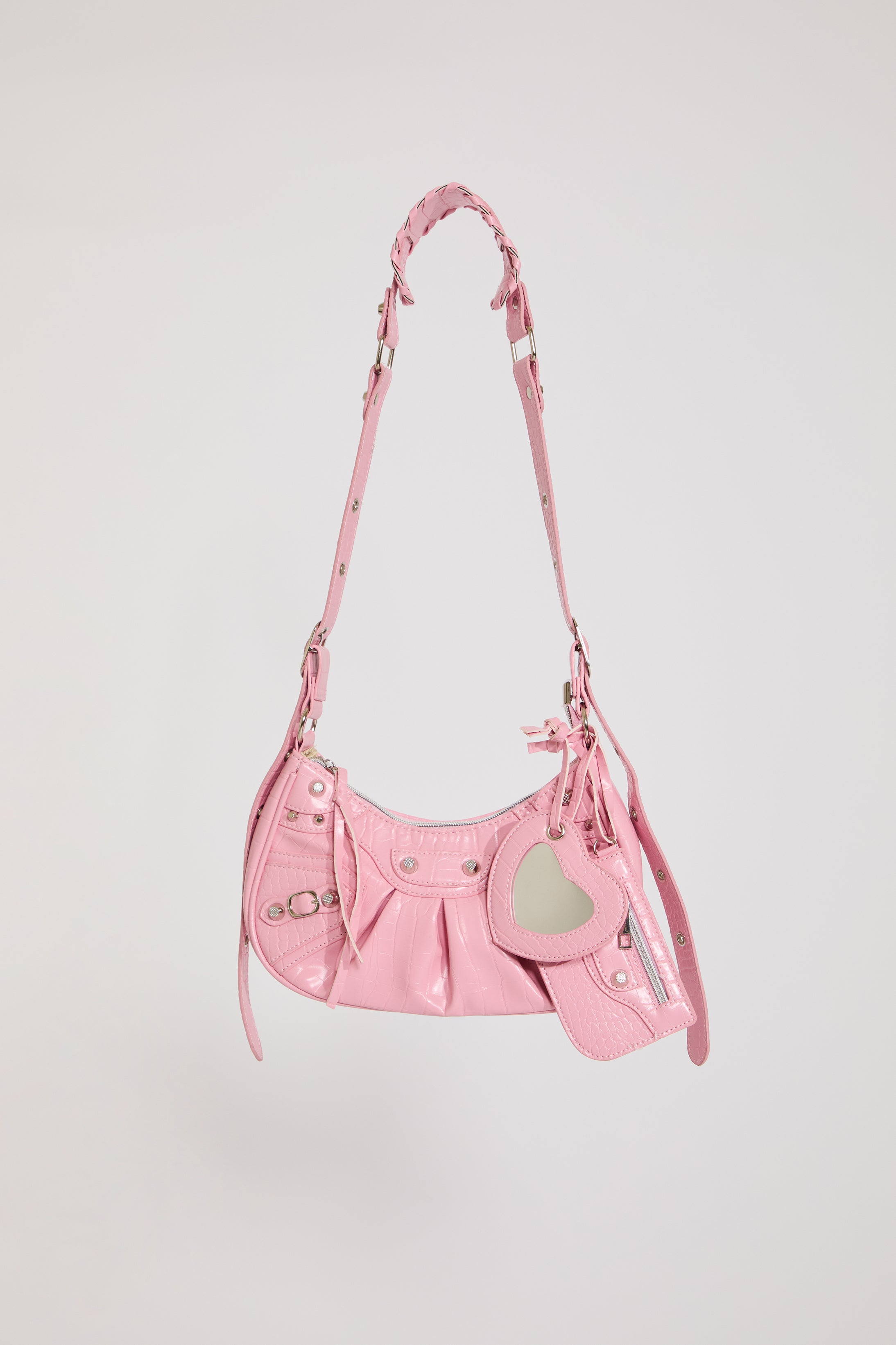 PLEATED VEGAN LEATHER BAG WITH EXTRA POUCHES