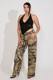 REAL CAMO PRINT MID RISE STRAIGHT LEG PANT