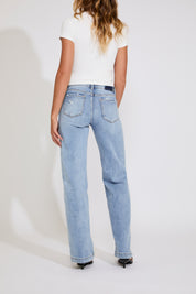 TUMMY CONTROL WIDE LEG LEOPARD BAND DENIM PANT