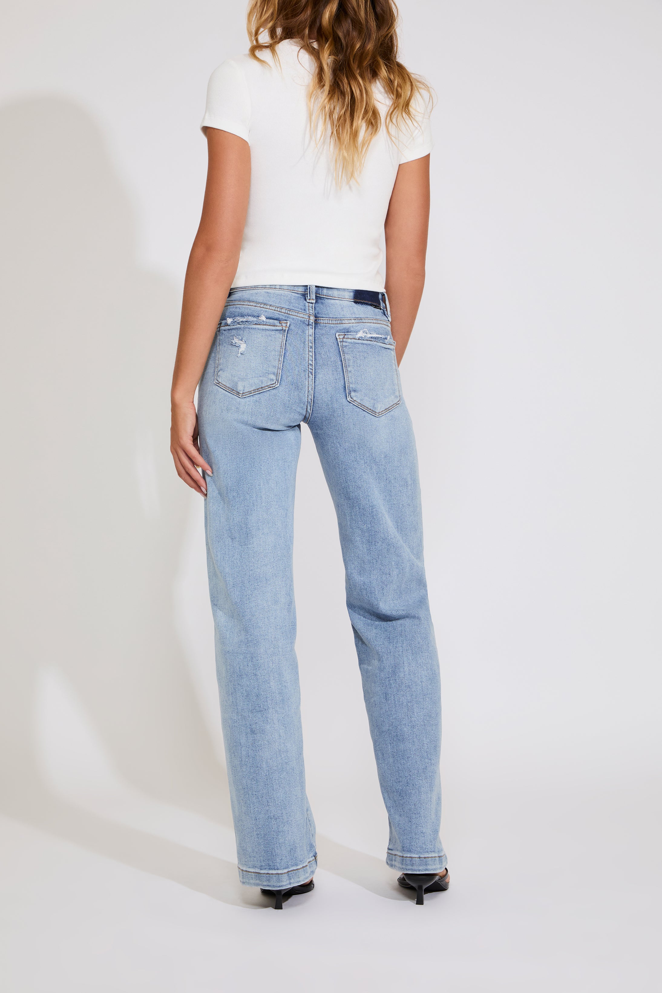 TUMMY CONTROL WIDE LEG LEOPARD BAND DENIM PANT