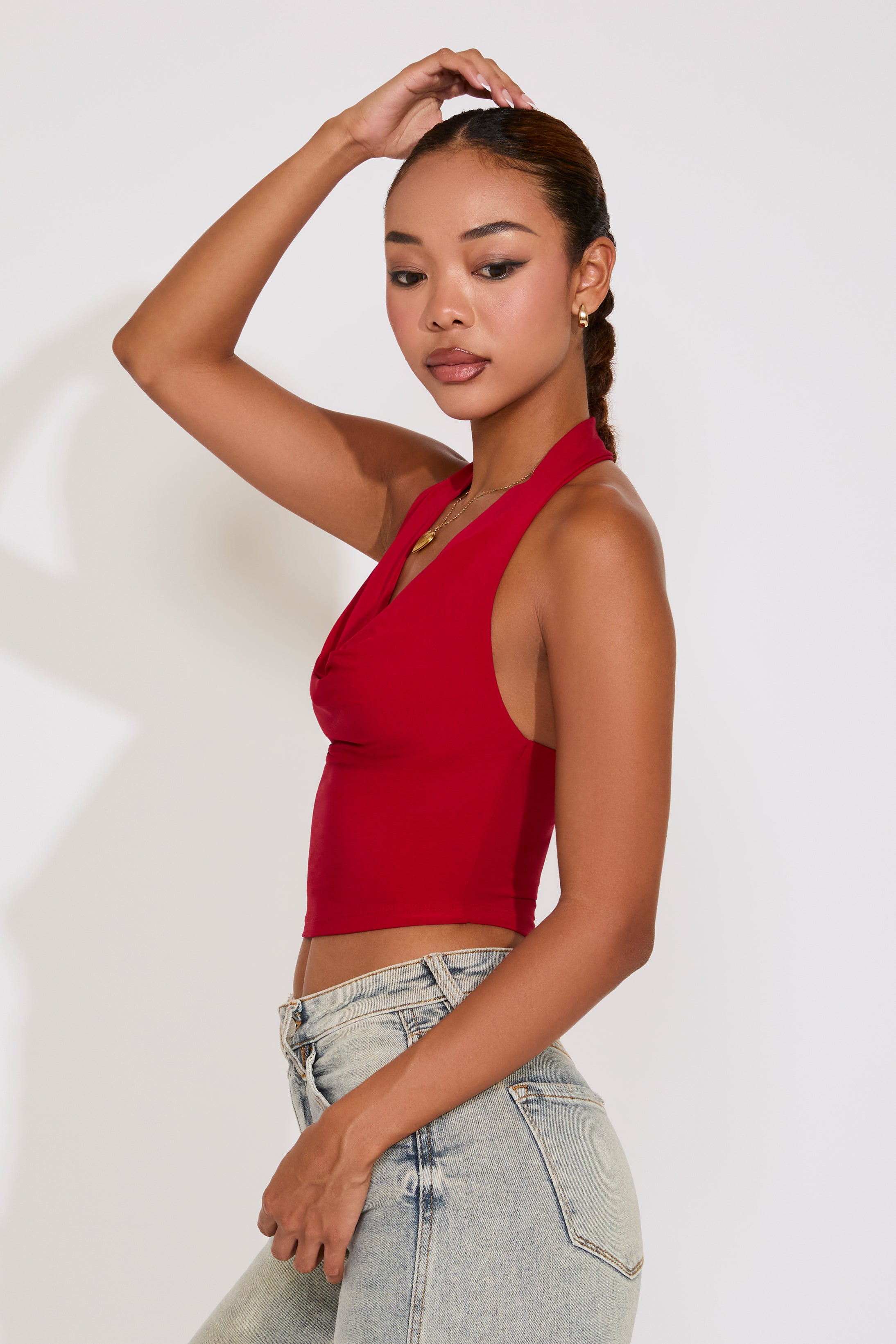 HALTER NECK DEEP COWLED FRONT SMOOTH TOP
