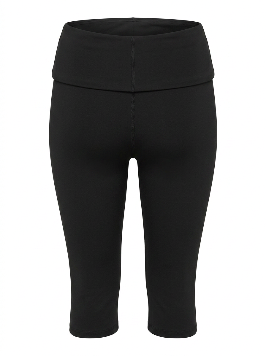 Ghost image on a black FOLD OVER WAIST EVERYDAY CAPRI LEGGING on a white background. 