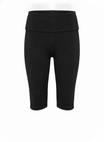 Ghost image on a black FOLD OVER WAIST EVERYDAY CAPRI LEGGING on a white background. 
