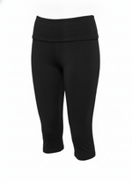 Ghost image on a black FOLD OVER WAIST EVERYDAY CAPRI LEGGING on a white background. 