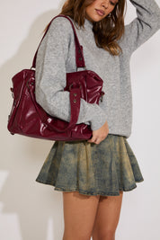 VEGAN LEATHER SLOUCHY HANDBAG WITH CROSSBODY STRAP