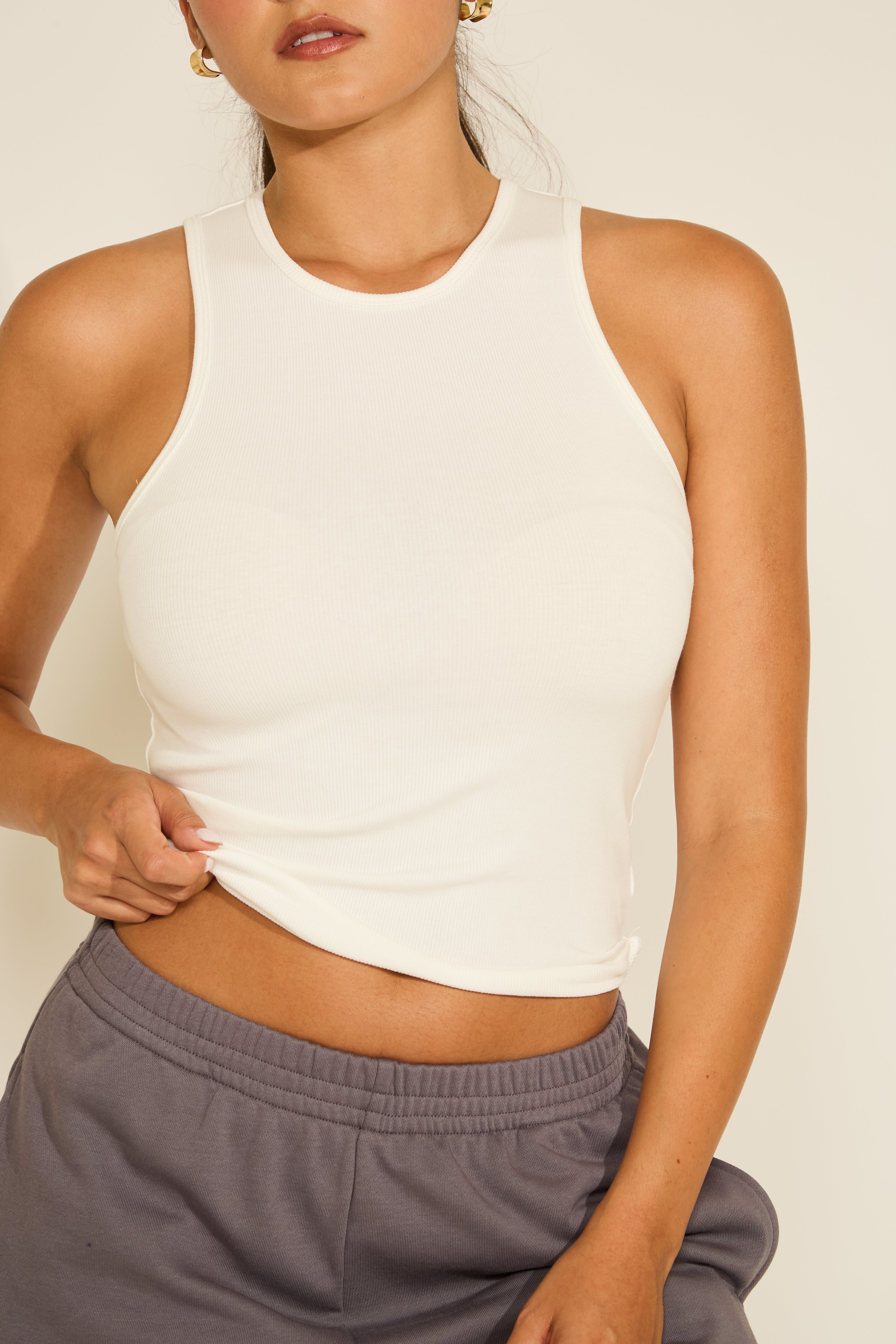 SMOOTH ROUND NECK LONG TANK TOP
