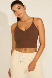 V NECK RIBBED KNIT CAMI TOP