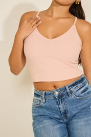 V NECK RIBBED KNIT CAMI TOP