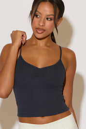 SCRUNCHED V NECK SEAMLESS CAMI TOP