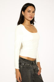 SQUARE NECK SEAMLESS SOLID COLOR LONG SLEEVE TOP SC-182 (9)
