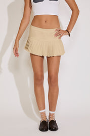 LOW RISE PLEATED MINI SKIRT