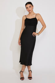 SLEEVELESS LACE BRA TOP SLIM FIT MIDI DRESS