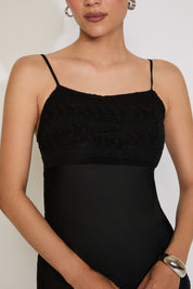 SLEEVELESS LACE BRA TOP SLIM FIT MIDI DRESS