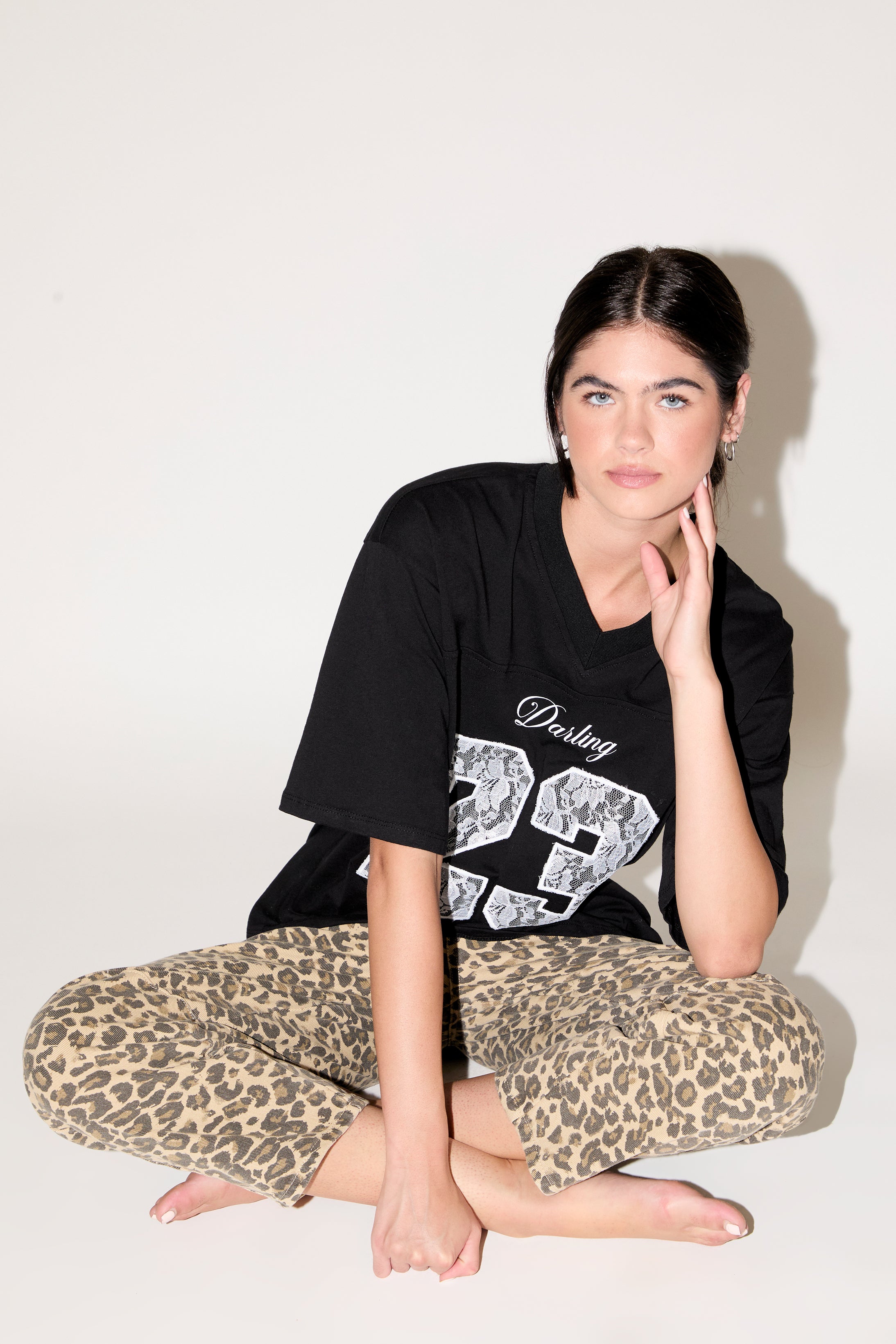LEOPARD PRINT FRONT POCKET BARREL PANT